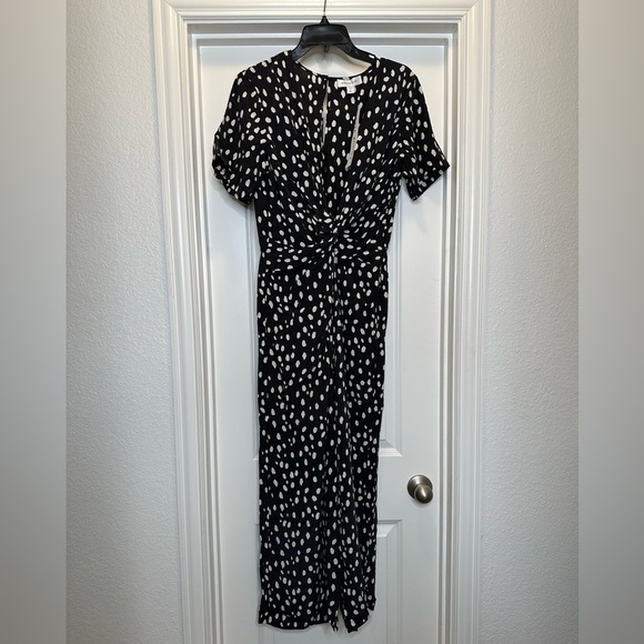 NWT AMOUR VERT Fantasia Washable Silk Jumpsuit Black White Medium - Picture 2 of 11